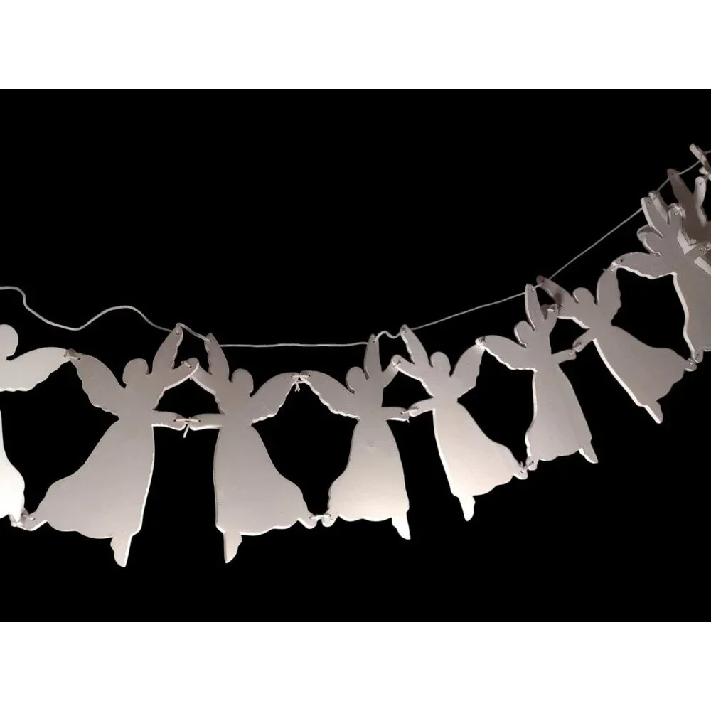 Wooden White Angel Figural String Garland 44